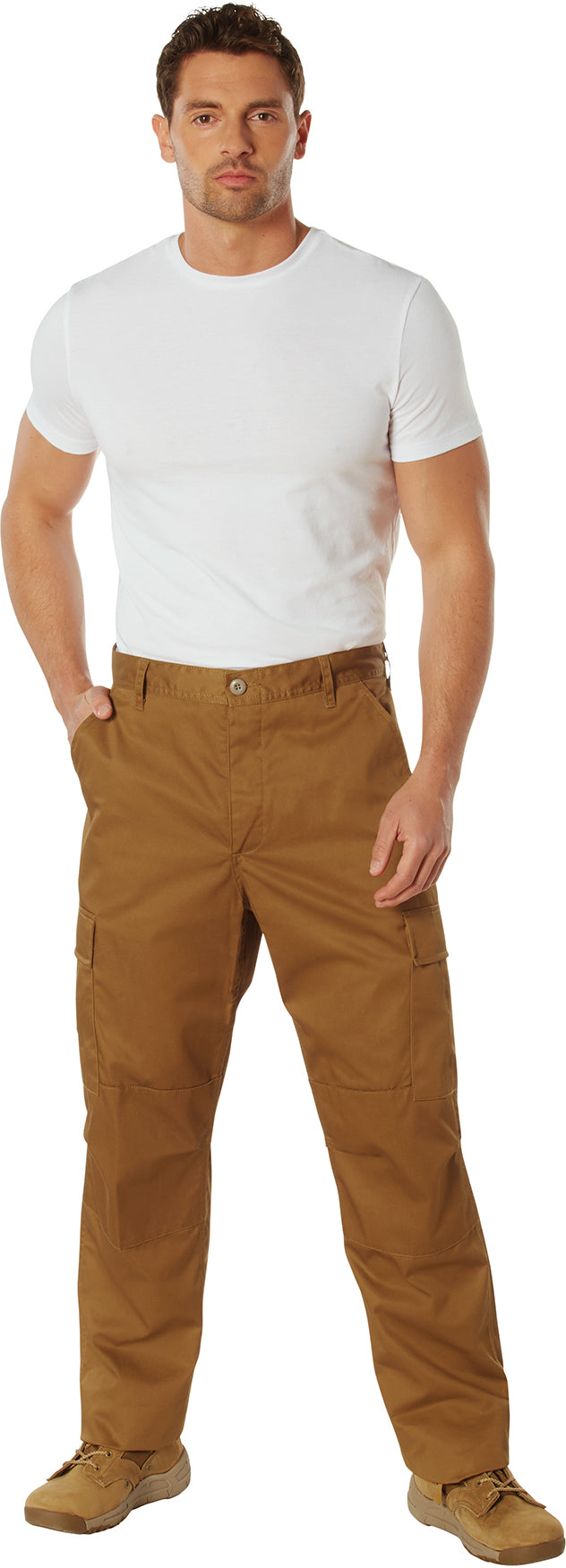 Work Brown - Tactical BDU Pants Cargo Fatigues - Poly/Cotton Twill - Button Fly