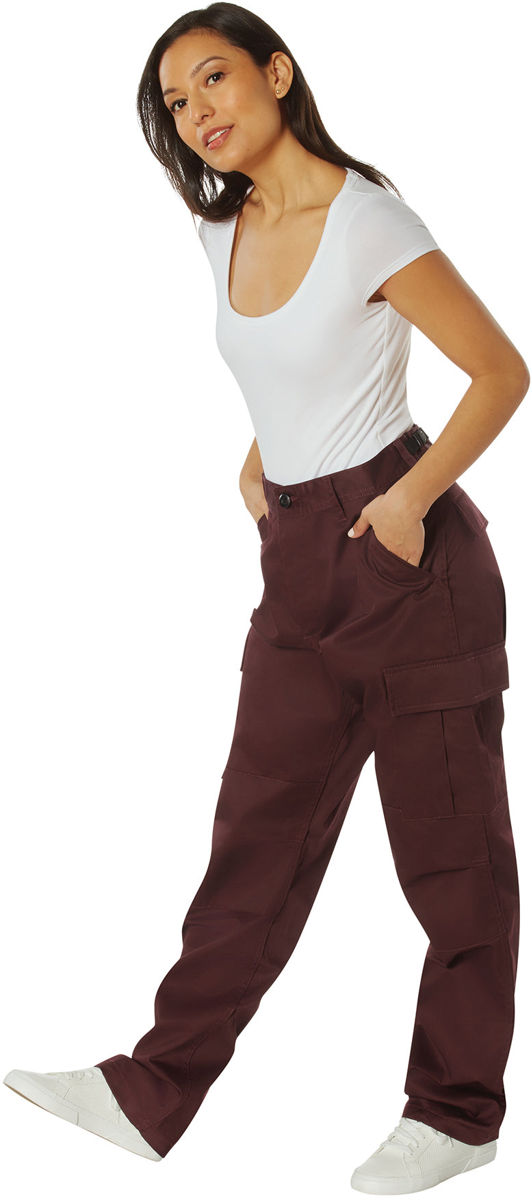 Maroon - Tactical BDU Pants Cargo Fatigues - Poly/Cotton Twill - Button Fly