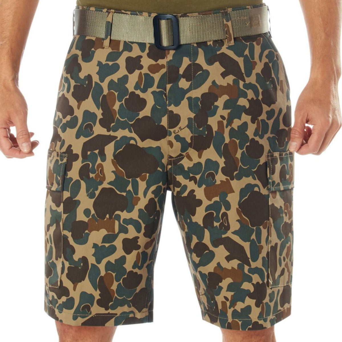 Fred Bear Camo - Tactical Cargo BDU Shorts - Polyester Cotton Twill - Button Fly