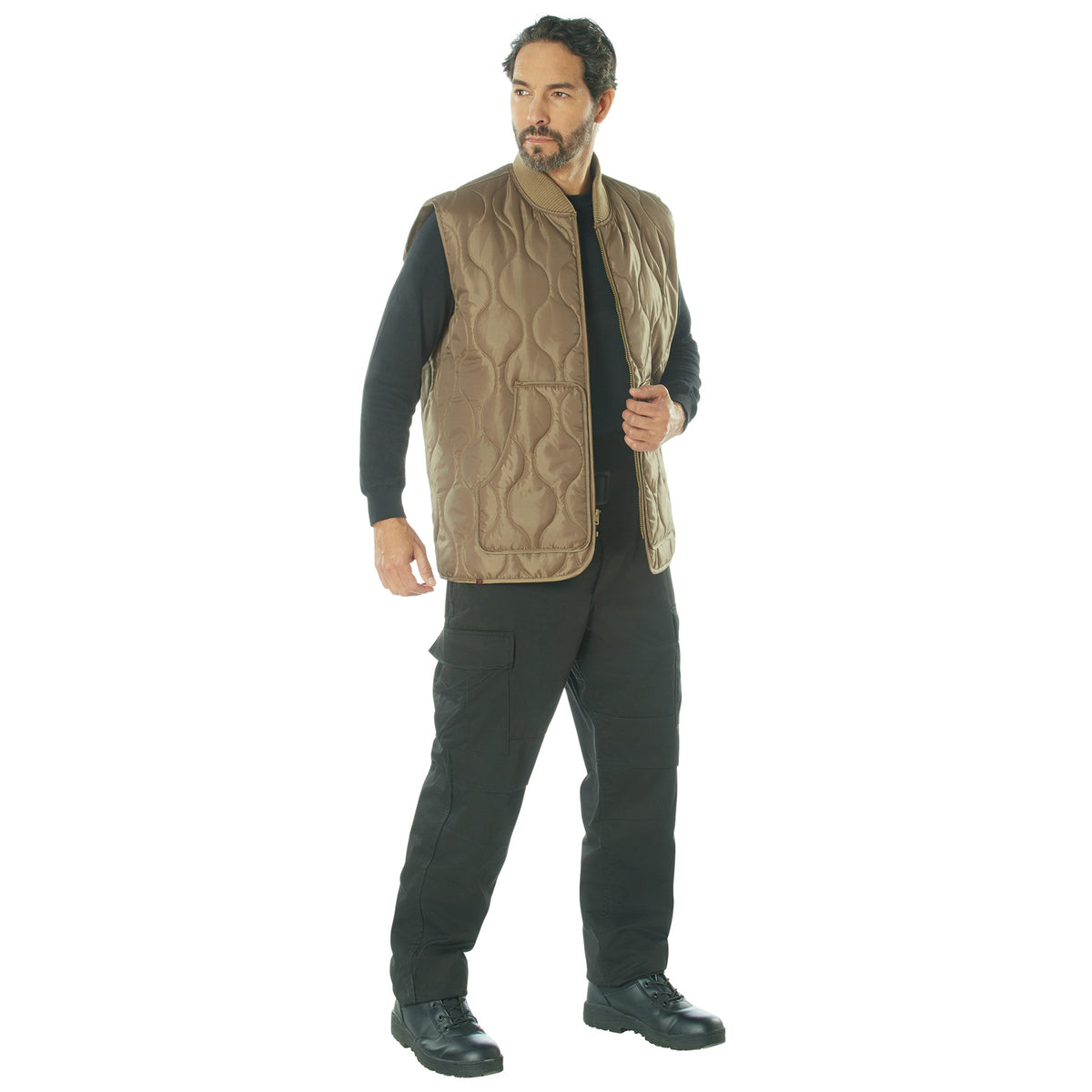 Coyote Brown - Quilted Woobie Vest - Lightweight Insulated Outdoors Vest - Polyester
