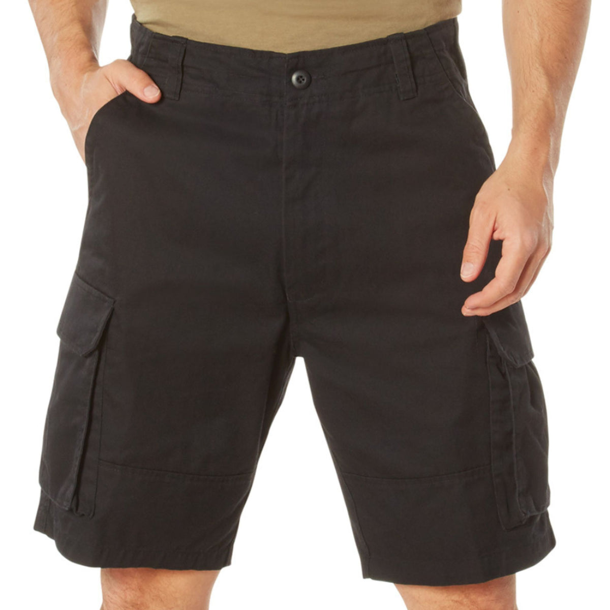Black - Tactical Vintage Paratrooper BDU Cargo Shorts - Poly Cotton - Zipper Fly