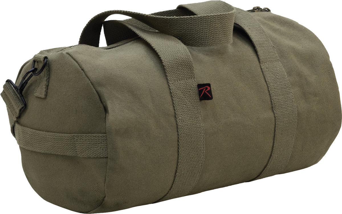 Olive Drab - Heavyweight Duffle Bag Cotton Canvas Sports Gym Shoulder & Carry Bag - 17"