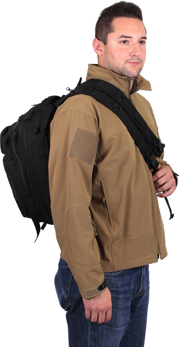 Black Tactical Cross Body Medium Transport Sling Pack - Convertible MOLLE Backpack (17" x 10" x 9")