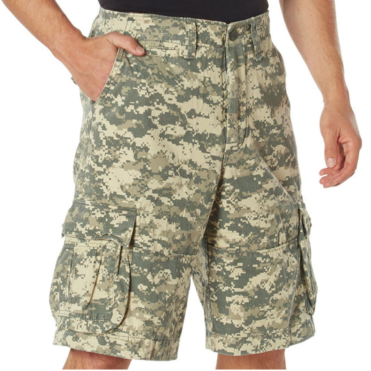 ACU Digital Camouflage - Vintage Infantry Utility Army BDU Cargo Shorts - Heavyweight Cotton - Zipper Fly