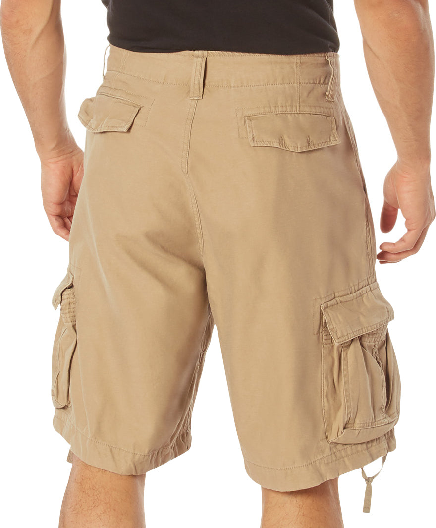 Khaki - Vintage Infantry Utility Army BDU Cargo Shorts - Heavyweight Cotton - Zipper Fly