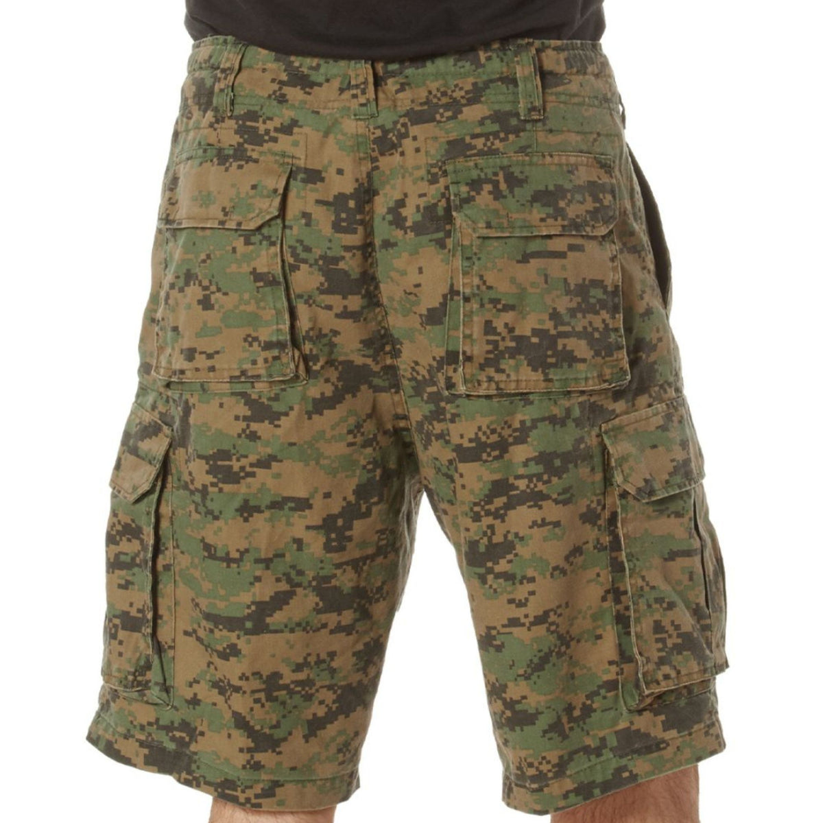 Woodland Digital Camouflage - Tactical Vintage Paratrooper BDU Cargo Shorts - Poly Cotton - Zipper Fly