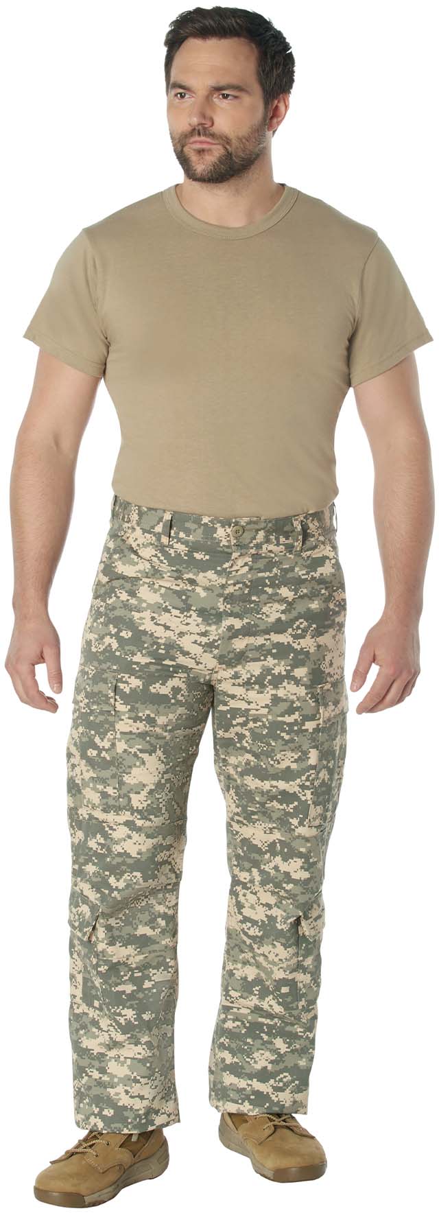 ACU Digital Camo - Tactical Paratrooper Pants BDU Cargo Fatigues - Heavyweight Poly/Cotton - Zipper Fly - Relaxed Fit