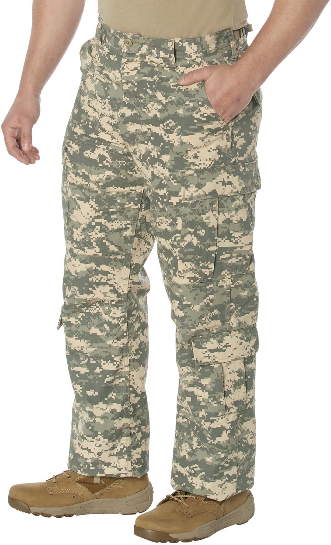 ACU Digital Camo - Tactical Paratrooper Pants BDU Cargo Fatigues - Heavyweight Poly/Cotton - Zipper Fly - Relaxed Fit