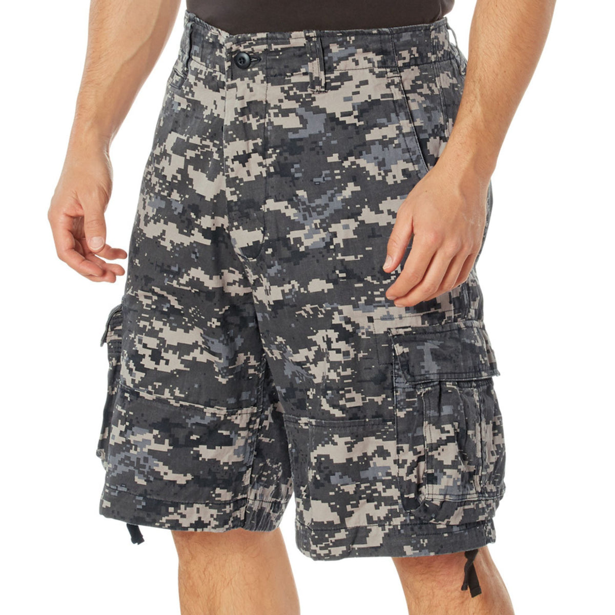 Subdued Urban Digital Camouflage - Vintage Infantry Utility Army BDU Cargo Shorts - Heavyweight Cotton - Zipper Fly