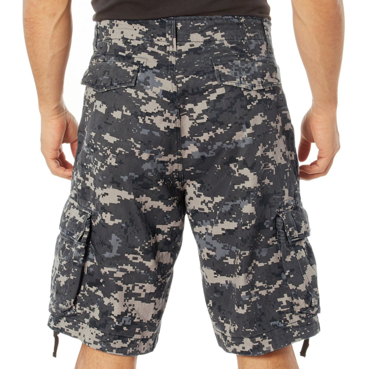 Subdued Urban Digital Camouflage - Vintage Infantry Utility Army BDU Cargo Shorts - Heavyweight Cotton - Zipper Fly