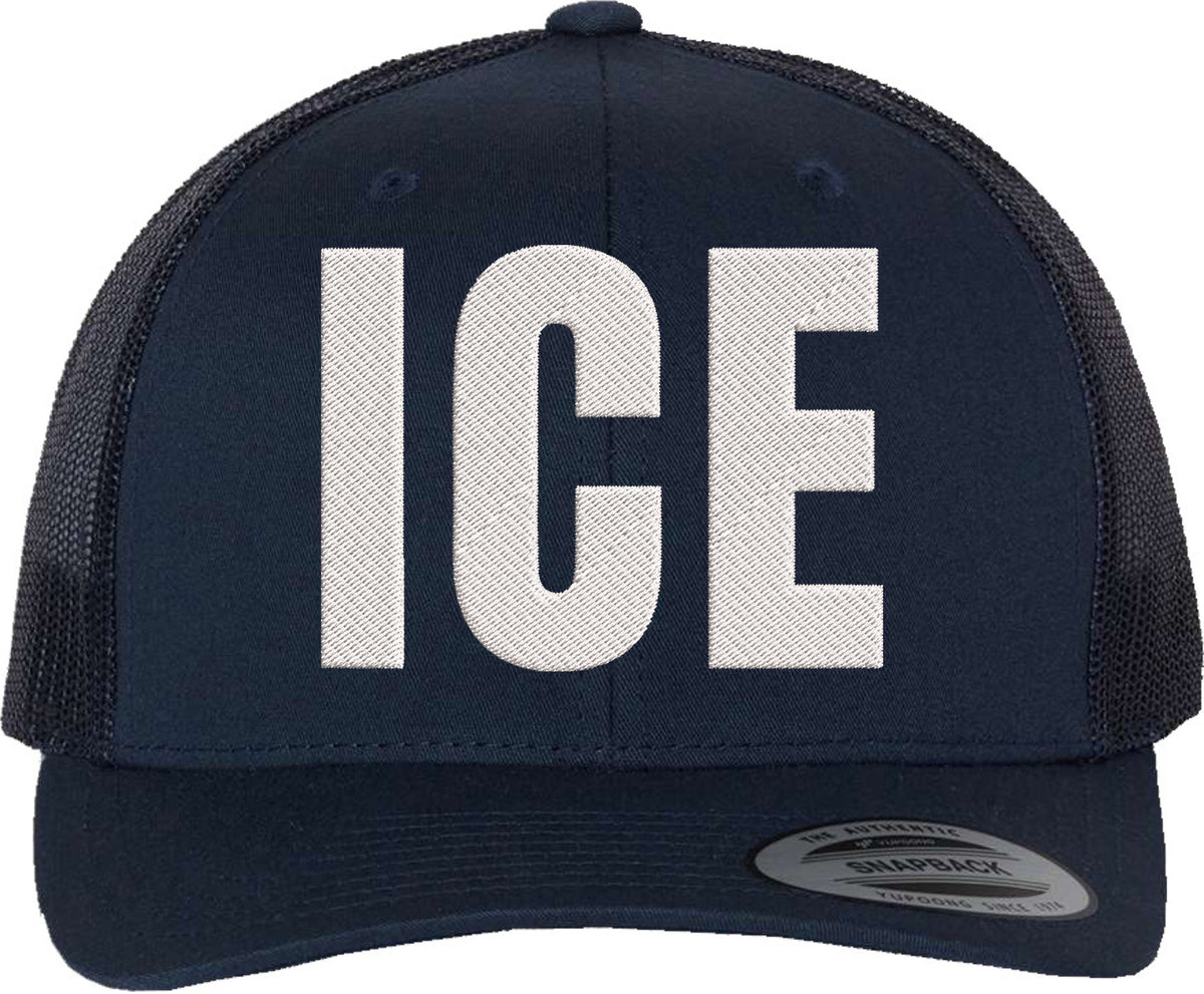 ICE Embroidered Trucker Hat – Immigration Enforcement Replica Mesh Back Snapback Cap Unisex