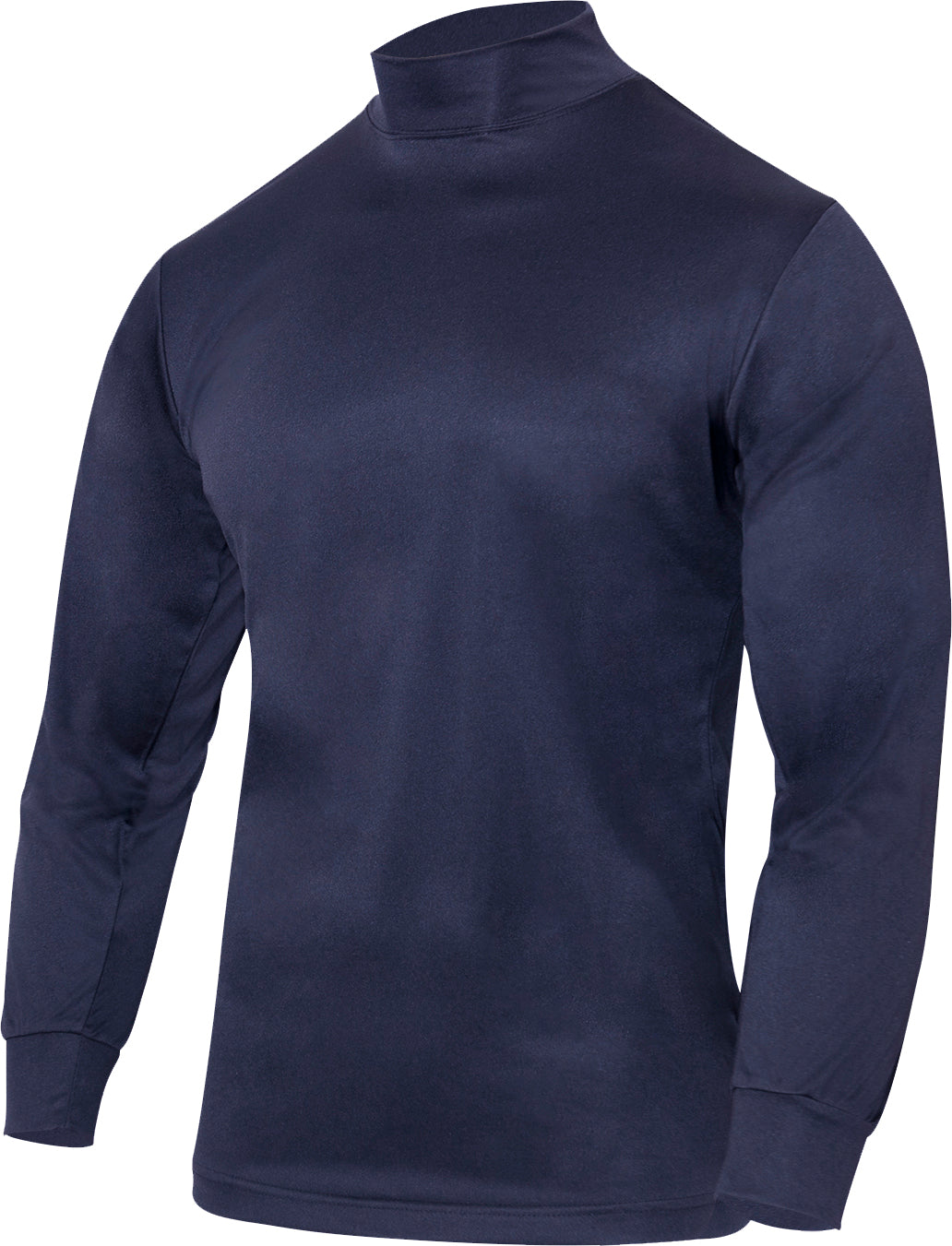 Midnight Navy Blue - Moisture Wicking Mock Turtleneck
