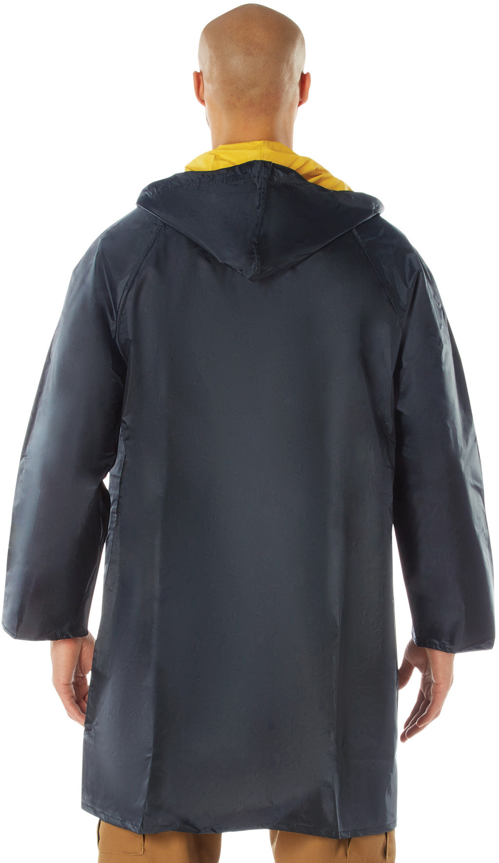 Navy Blue To Yellow - Reversible Mid Length Rain Parka