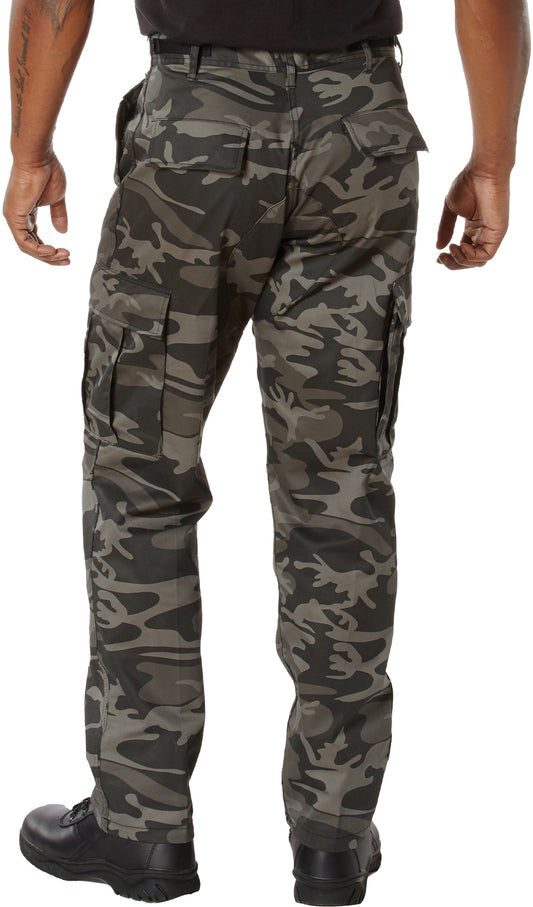 Black Camouflage - Tactical BDU Pants Cargo Fatigues - Poly/Cotton Twill - Button Fly