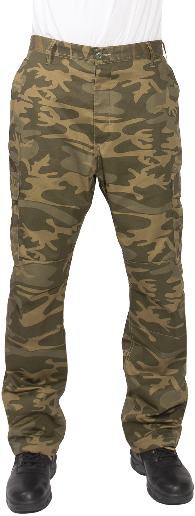 Coyote Camo - Tactical BDU Pants Cargo Fatigues - Poly/Cotton Twill - Button Fly