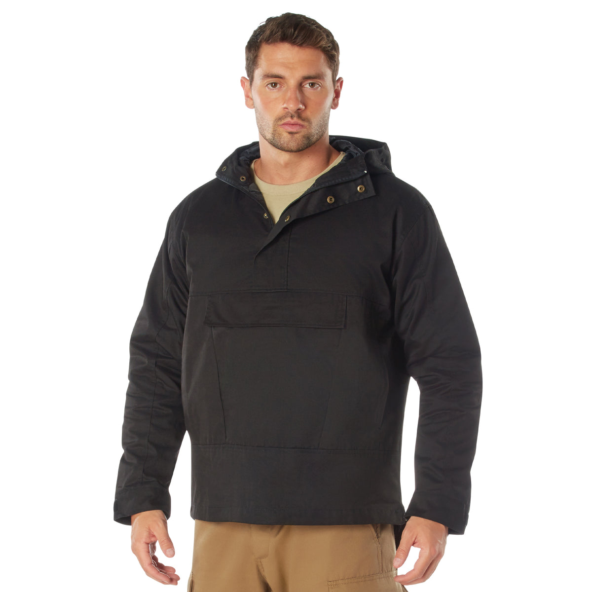 Black Anorak Parka Tactical Quarter Zip Jacket Military Pullover Windbreaker