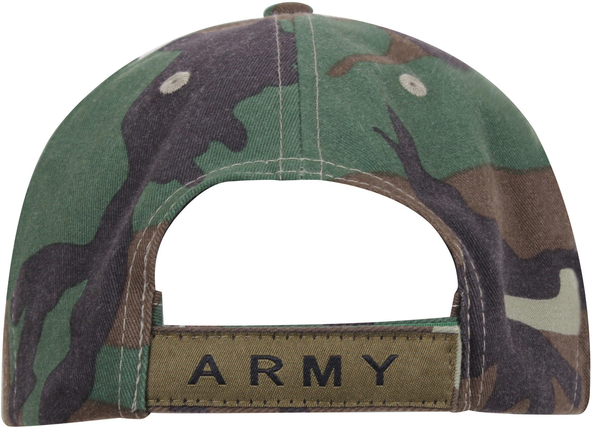 Woodland Camo Deluxe Army Embroidered Low Profile Insignia Cap