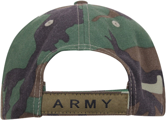 Woodland Camo Deluxe Army Embroidered Low Profile Insignia Cap