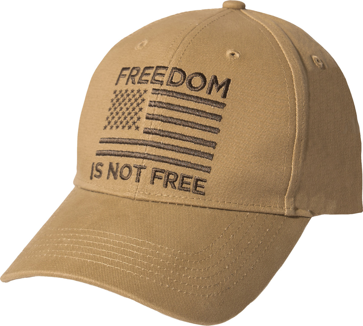 Coyote Brown - Freedom Is Not Free US Flag Baseball Cap, Brushed Cotton