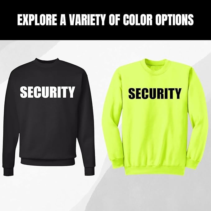 Army Universe SECURITY Crewneck Sweatshirt Pullover Crew Fleece Shirt Bouncer Guard Officer Uniform (Front + Back Print)