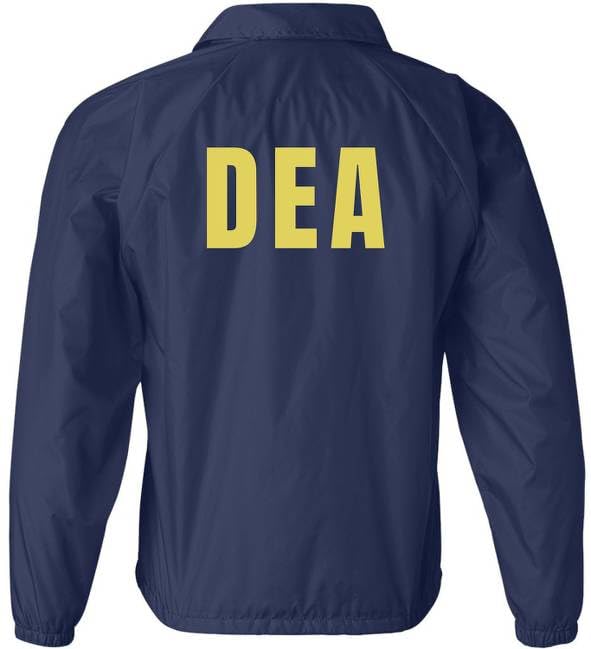 DEA Lightweight Coaches Jacket Drug Enforcement Windbreaker Waterproof Administration Coat - Costume
