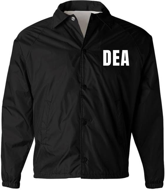 DEA Lightweight Coaches Jacket Drug Enforcement Windbreaker Waterproof Administration Coat - Costume
