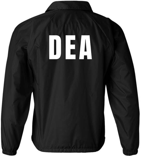DEA Lightweight Coaches Jacket Drug Enforcement Windbreaker Waterproof Administration Coat - Costume