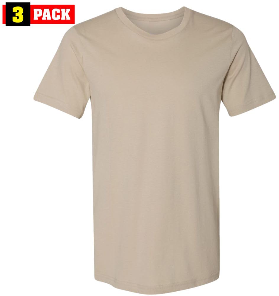 Solid Color Military Style T-Shirts | 100% Cotton Ring Spun Army Color Short Sleeve Crewneck Tee Shirts | 3 Pack