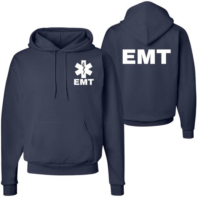 EMT Hoodie Emergency Medical Technician First Responder AMBU Double Sided Hooded Sweatshirt