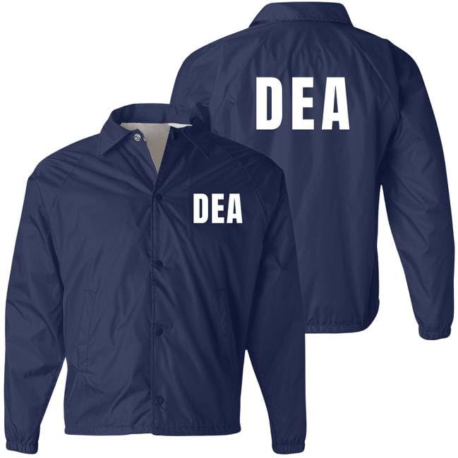 DEA Lightweight Coaches Jacket Drug Enforcement Windbreaker Waterproof Administration Coat - Costume