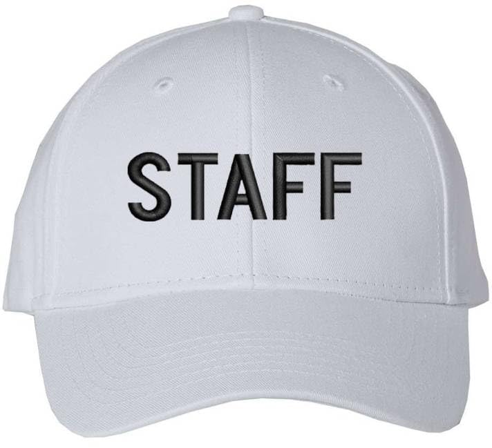 Staff Embroidered Baseball Cap | Large Text Workforce Employee Team Group Structured Hat