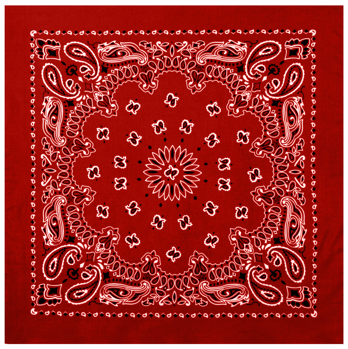 Red - Jumbo Trainmen Paisley Bandana, 100% Cotton, 27" x 27"