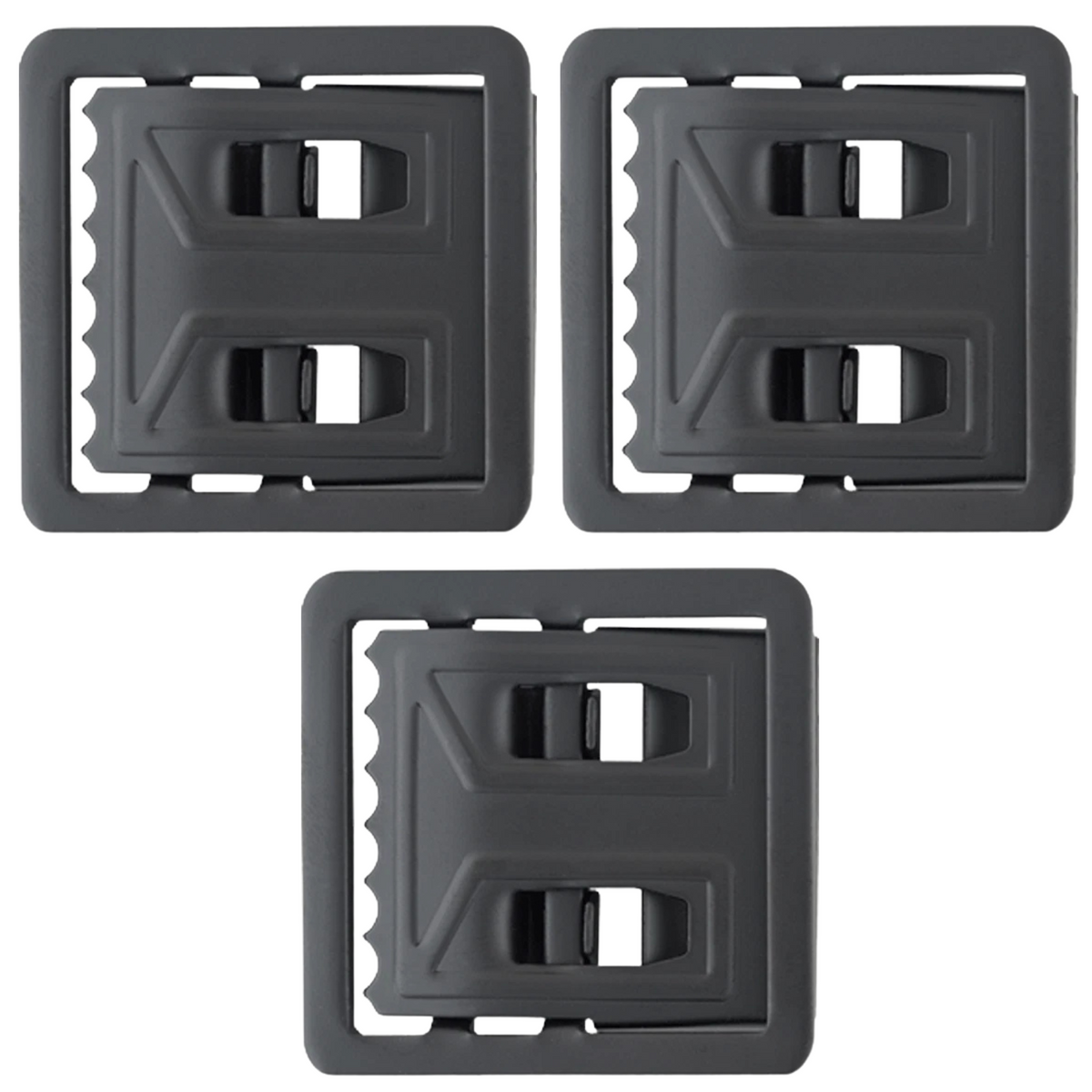Black Open Face Web Belt Metal Buckles - 3 Pack