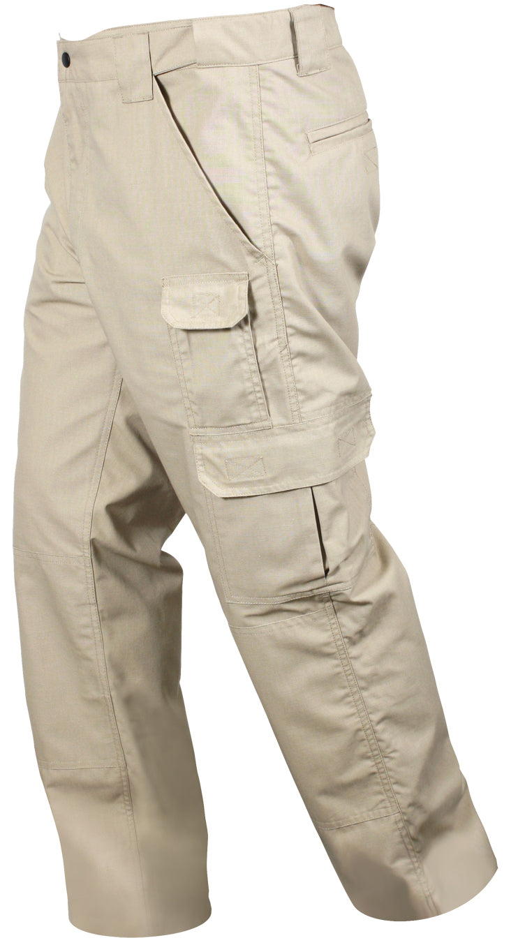 Khaki - Tactical Lightweight Duty Field Pants - Poly Cotton Rip-Stop - Zipper Fly