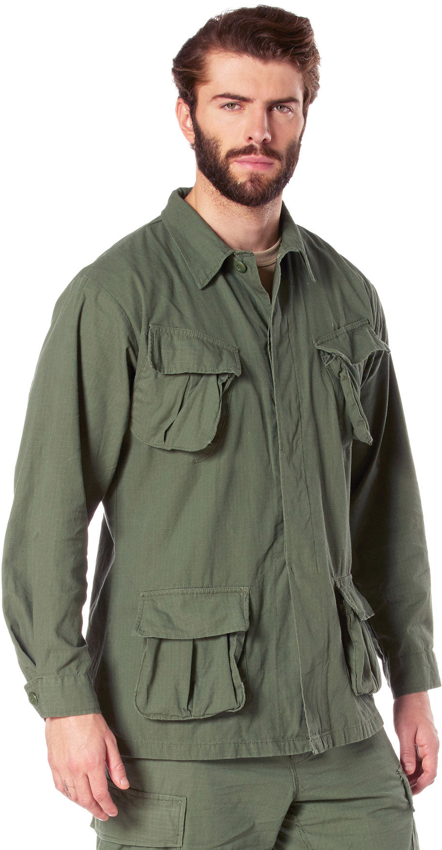 Olive Drab - Military Vintage Vietnam Fatigue Shirt