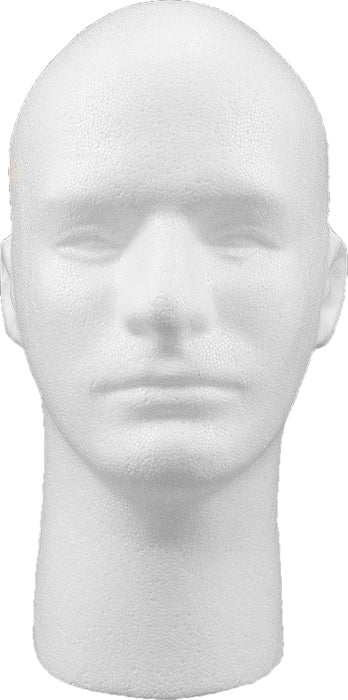 Male Styrofoam Mannequin Head with Face 12 in. White