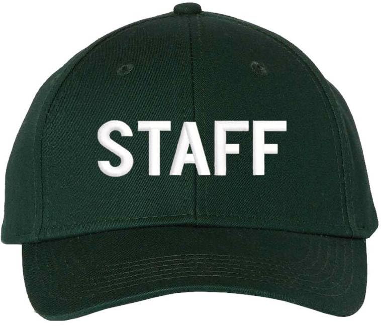 Staff Embroidered Baseball Cap | Large Text Workforce Employee Team Group Structured Hat