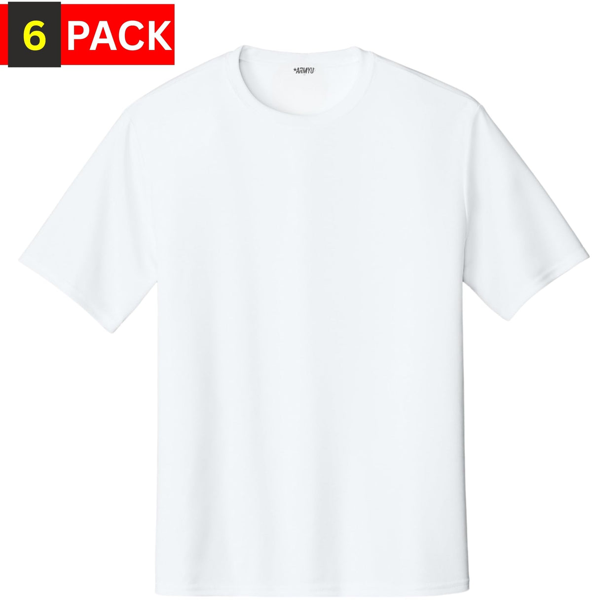 Solid Performance Military Tactical T-Shirts | 100% Polyester Moisture Wicking Crewneck Tee Shirts, 6-Pack