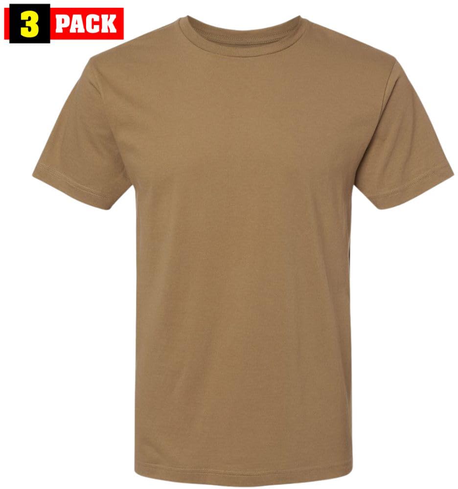 Solid Color Military Style T-Shirts | 100% Cotton Ring Spun Army Color Short Sleeve Crewneck Tee Shirts | 3 Pack
