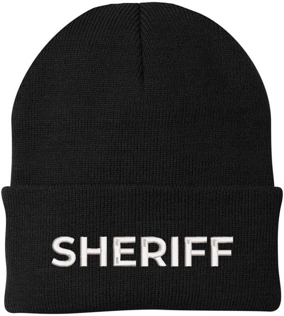 Sheriff Embroidered Beanie Hat USA Army Uniform Police 100% Acrylic Knit Winter Watch Cap