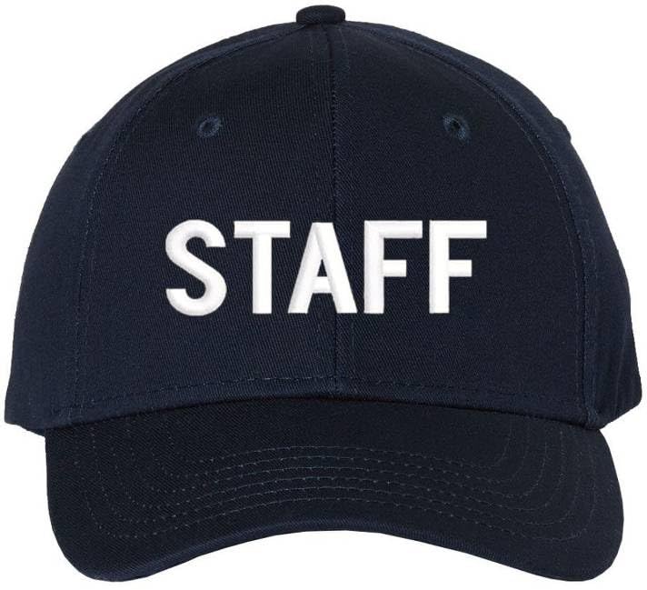 Staff Embroidered Baseball Cap | Large Text Workforce Employee Team Group Structured Hat