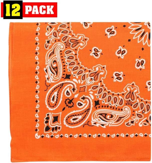 Trainmen Paisley Bandanas Scarf Do-rag Cotton Biker Head Rags Classic Bandanna 22" x 22" (12 Pack)