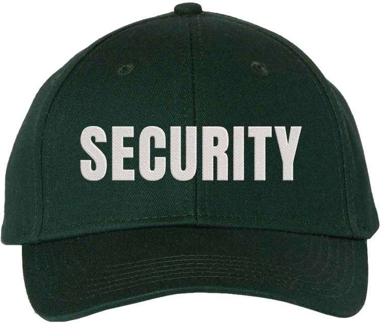 Security Embroidered Baseball Cap | Officer Guard Bouncer Large Text Adjustable Work Hat