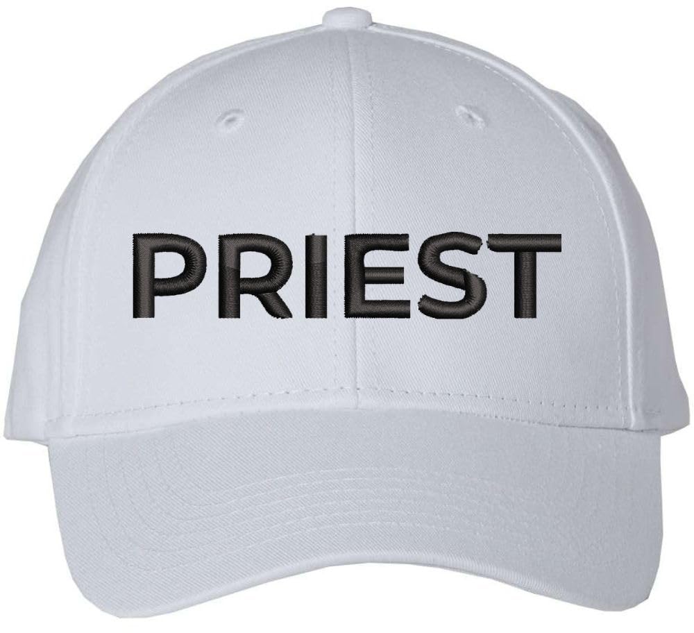 Priest Embroidered Baseball Cap | Text Father Pastor Leader Group Church Trip Structured Cap