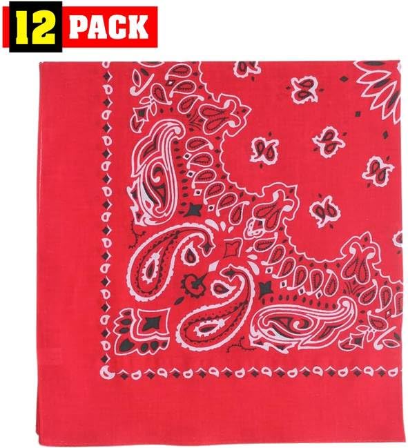 Trainmen Paisley Bandanas Scarf Do-rag Cotton Biker Head Rags Classic Bandanna 22" x 22" (12 Pack)