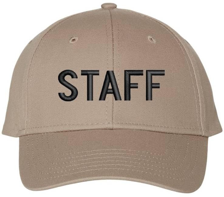 Staff Embroidered Baseball Cap | Large Text Workforce Employee Team Group Structured Hat