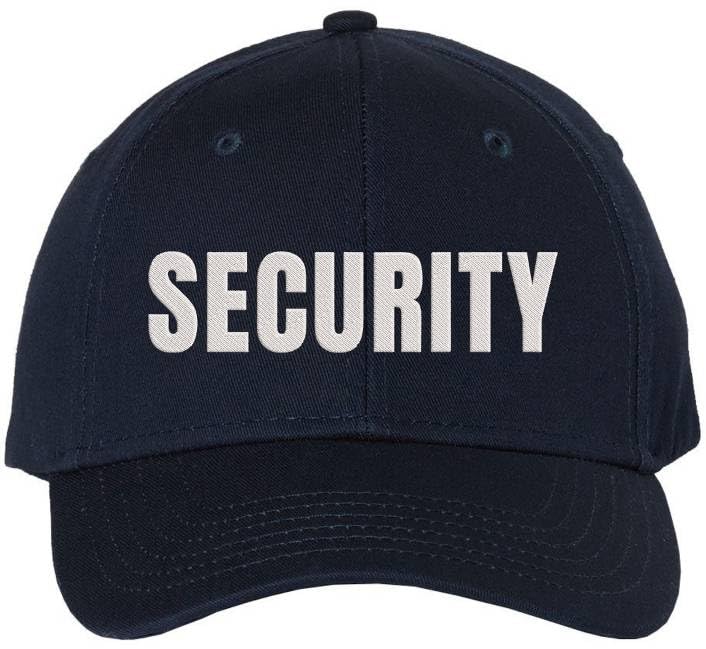 Security Embroidered Baseball Cap | Officer Guard Bouncer Large Text Adjustable Work Hat