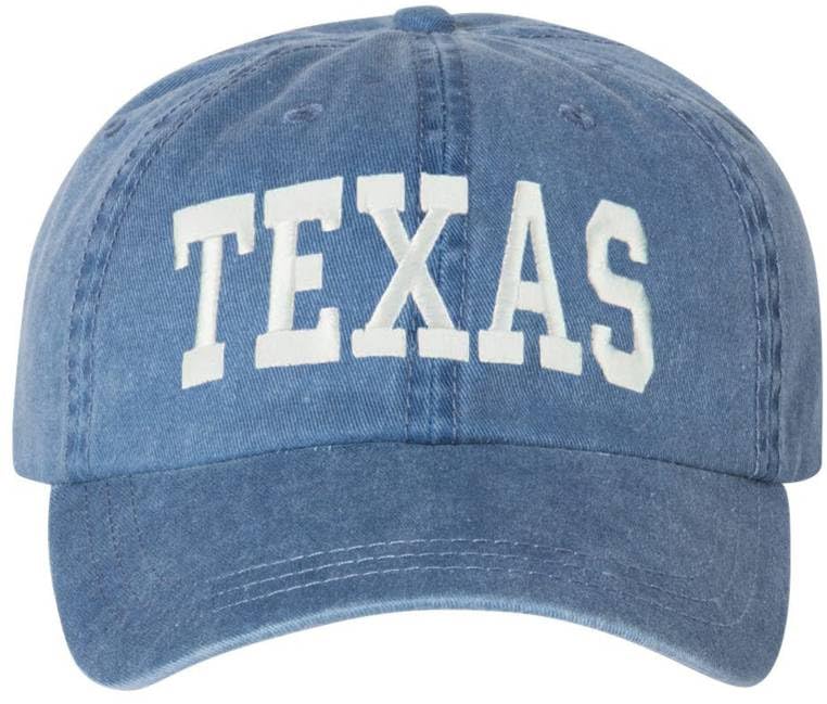 Texas Embroidered Vintage Dad Hat Large Embroidery State Text Name Washed Cotton Cap