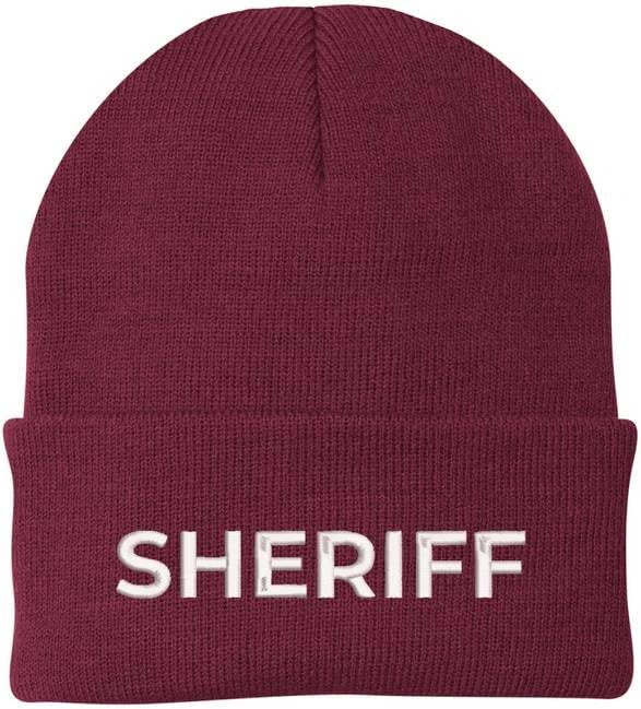 Sheriff Embroidered Beanie Hat USA Army Uniform Police 100% Acrylic Knit Winter Watch Cap