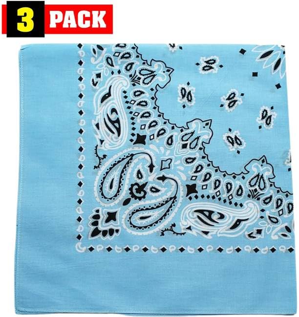 Trainmen Paisley Bandanas Head Scarf Do-rag 100% Cotton Bandanna Head Cover 22" x 22", 3 Pack
